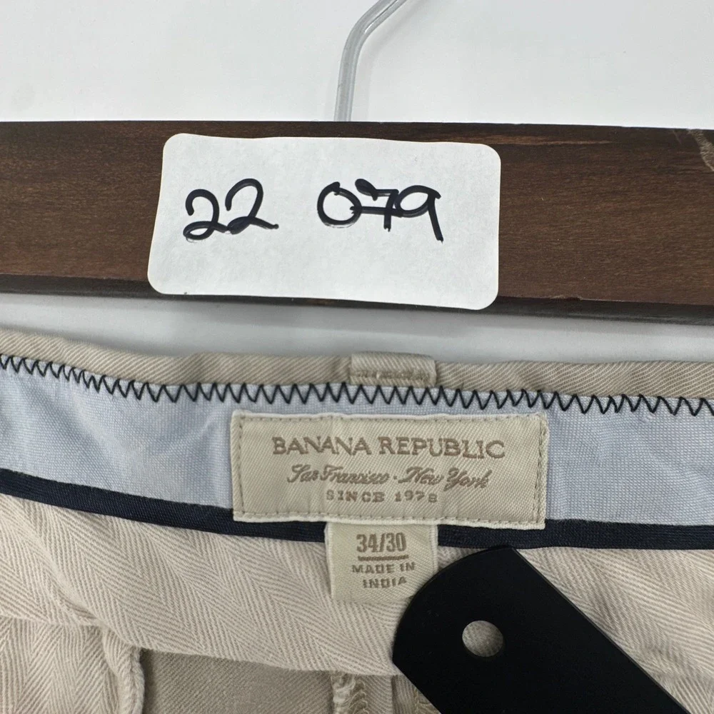 Banana Republic Chino‎ Pants Mens 34x30 Tan Cotton Flat Front Straight Mid Rise